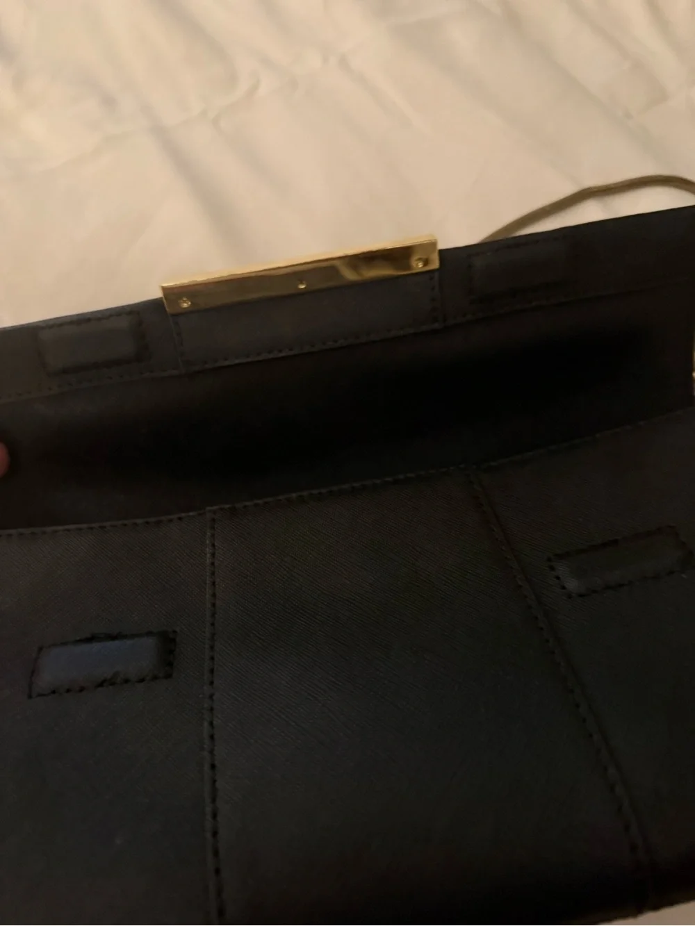 Calvin Klein Black Clutch with Gold Chain Strap
